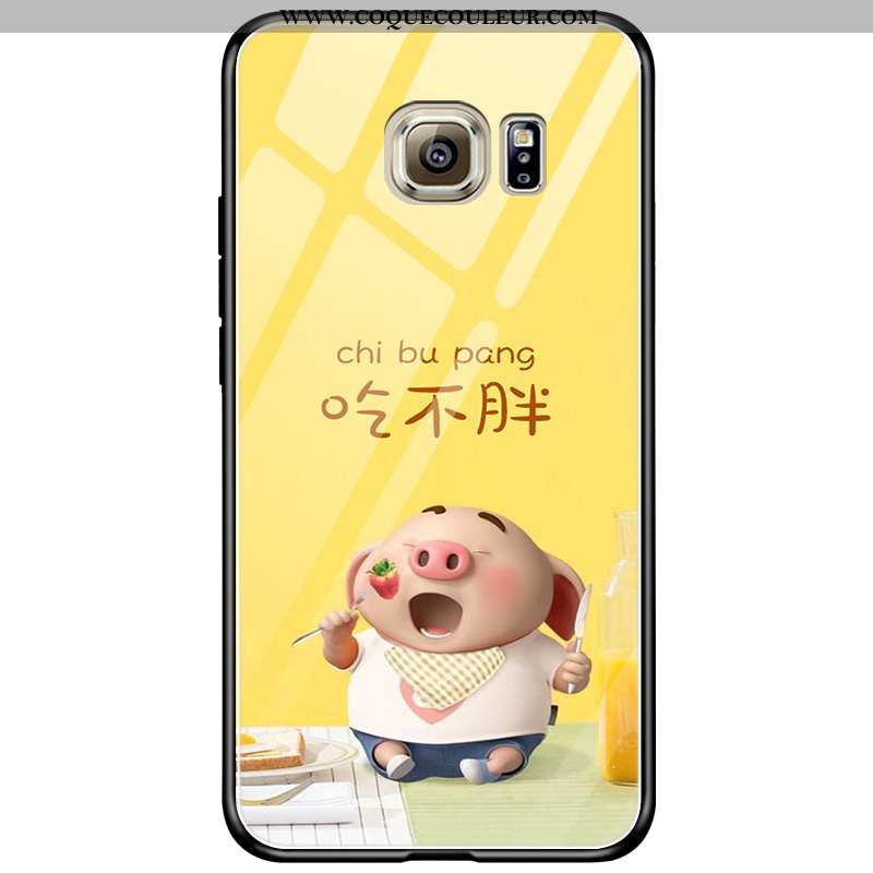 Étui Samsung Galaxy S6 Edge Dessin Animé Verre Étoile, Coque Samsung Galaxy S6 Edge Charmant Jaune