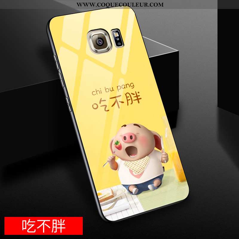 Étui Samsung Galaxy S6 Edge Dessin Animé Verre Étoile, Coque Samsung Galaxy S6 Edge Charmant Jaune