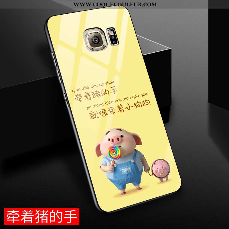 Étui Samsung Galaxy S6 Edge Dessin Animé Verre Étoile, Coque Samsung Galaxy S6 Edge Charmant Jaune