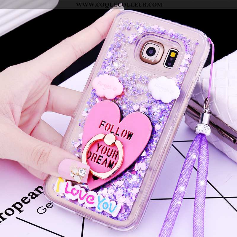 Coque Samsung Galaxy S6 Edge Cou Suspendu Dessin Animé Violet, Housse Samsung Galaxy S6 Edge Silicon