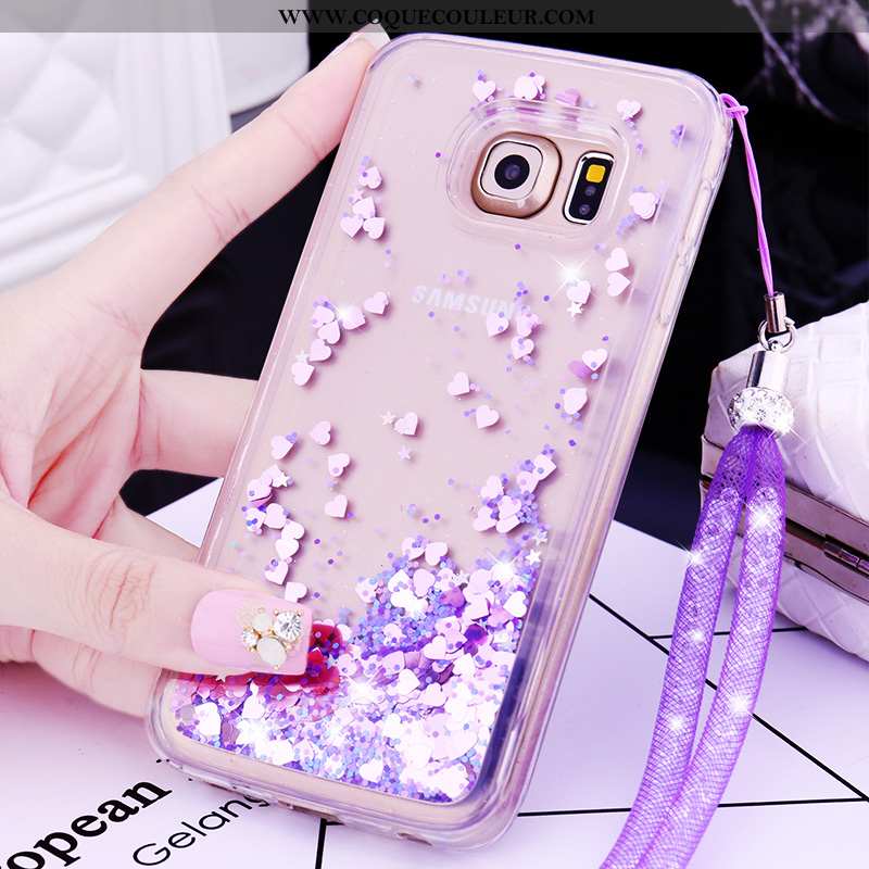 Coque Samsung Galaxy S6 Edge Cou Suspendu Dessin Animé Violet, Housse Samsung Galaxy S6 Edge Silicon