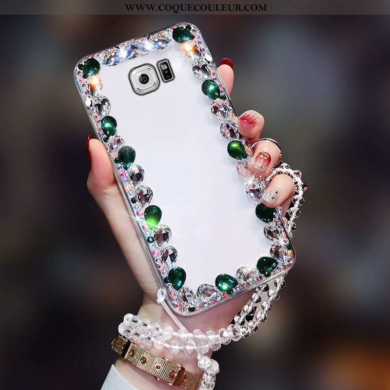 Étui Samsung Galaxy S6 Edge Protection Strass Téléphone Portable, Coque Samsung Galaxy S6 Edge Trans