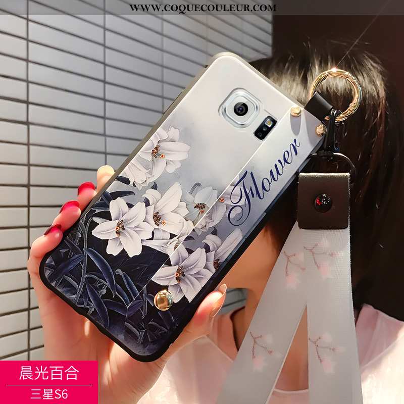 Étui Samsung Galaxy S6 Tendance Ornements Suspendus Délavé En Daim, Coque Samsung Galaxy S6 Fluide D