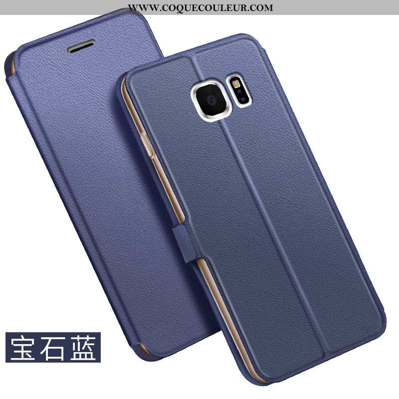 Étui Samsung Galaxy S6 Cuir Business Housse, Coque Samsung Galaxy S6 Bleu