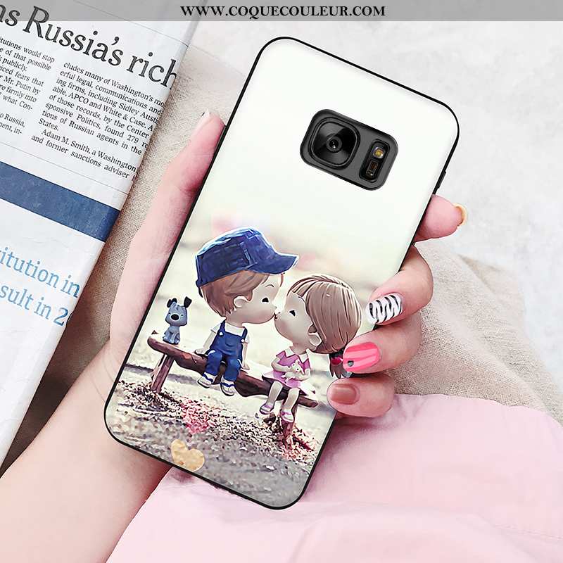 Housse Samsung Galaxy S6 Personnalité Peinture Amoureux, Étui Samsung Galaxy S6 Fluide Doux Coque Ro