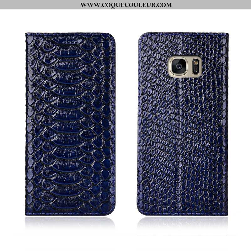 Étui Samsung Galaxy S7 Edge Protection Simple Étui, Coque Samsung Galaxy S7 Edge Cuir Véritable Sili