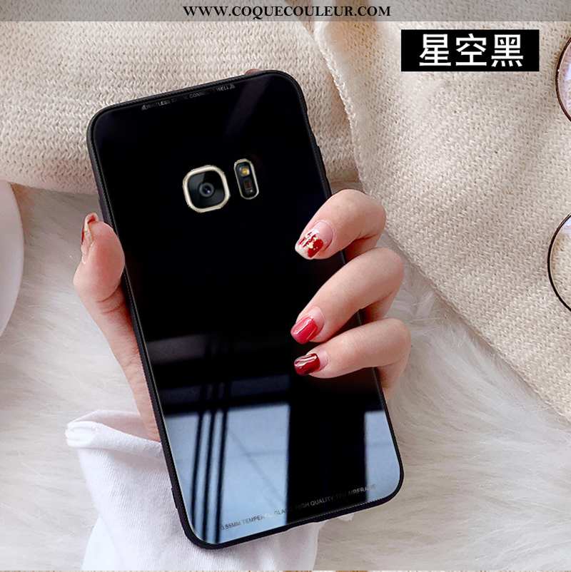 Étui Samsung Galaxy S7 Edge Protection Étoile Personnalité, Coque Samsung Galaxy S7 Edge Verre Rouge