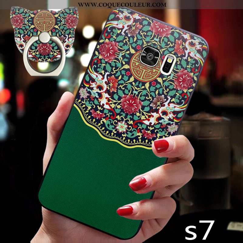 Étui Samsung Galaxy S7 Silicone Créatif Fluide Doux, Coque Samsung Galaxy S7 Protection Verte