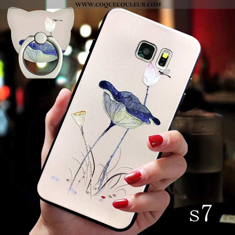 Housse Samsung Galaxy S7 Fluide Doux Coque Incassable, Étui Samsung Galaxy S7 Silicone Style Chinois