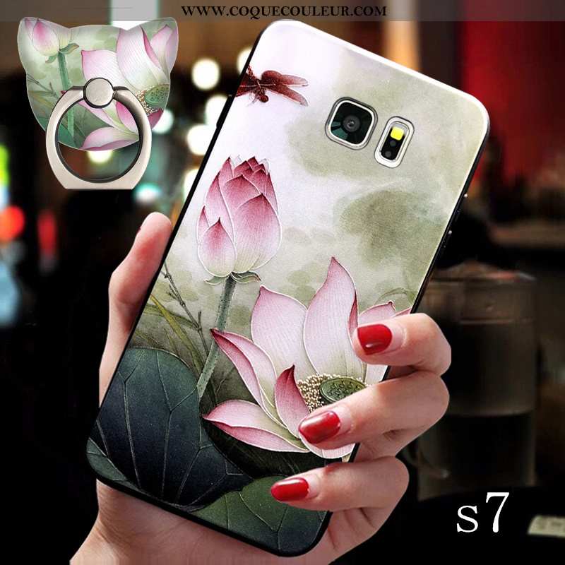 Housse Samsung Galaxy S7 Fluide Doux Coque Incassable, Étui Samsung Galaxy S7 Silicone Style Chinois