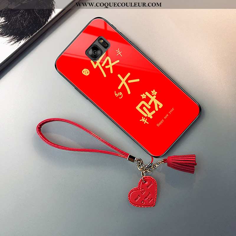 Housse Samsung Galaxy S7 Créatif Étui Verre, Samsung Galaxy S7 Tendance Rouge