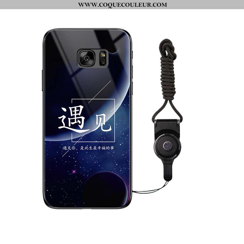 Housse Samsung Galaxy S7 Tendance Coque Étoile, Étui Samsung Galaxy S7 Verre Noir