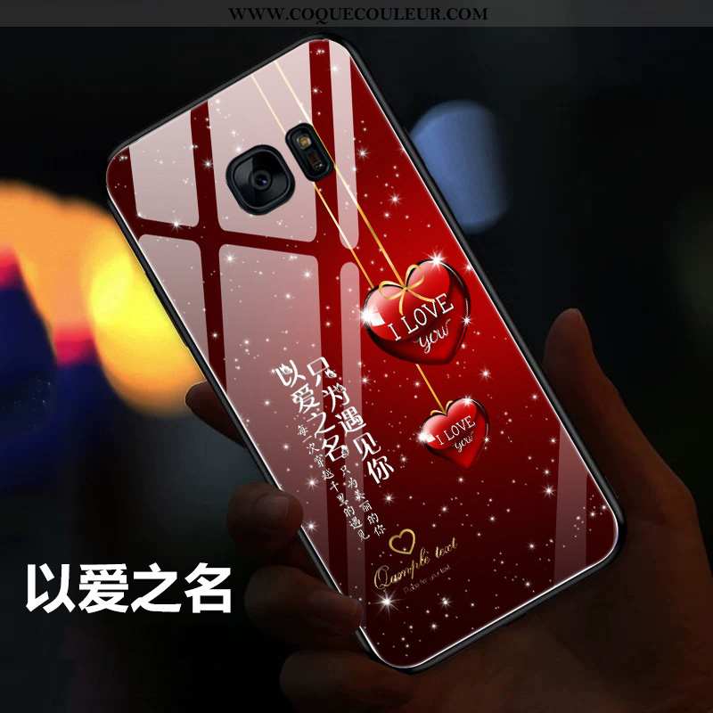 Coque Samsung Galaxy S7 Créatif Miroir Incassable, Housse Samsung Galaxy S7 Protection Rouge