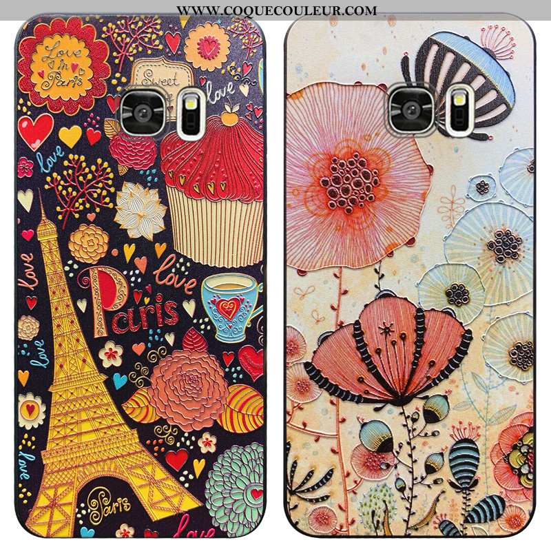 Coque Samsung Galaxy S7 Vintage Fluide Doux Étoile, Housse Samsung Galaxy S7 Tendance Rouge