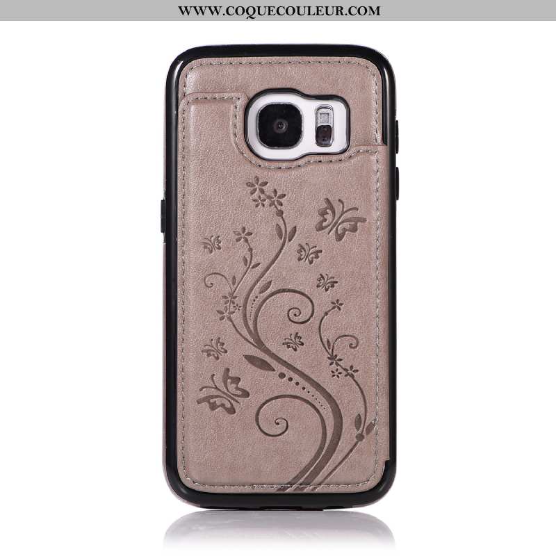 Étui Samsung Galaxy S7 Protection Carte Tout Compris, Coque Samsung Galaxy S7 Portefeuille Rose