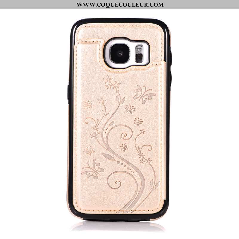 Étui Samsung Galaxy S7 Protection Carte Tout Compris, Coque Samsung Galaxy S7 Portefeuille Rose