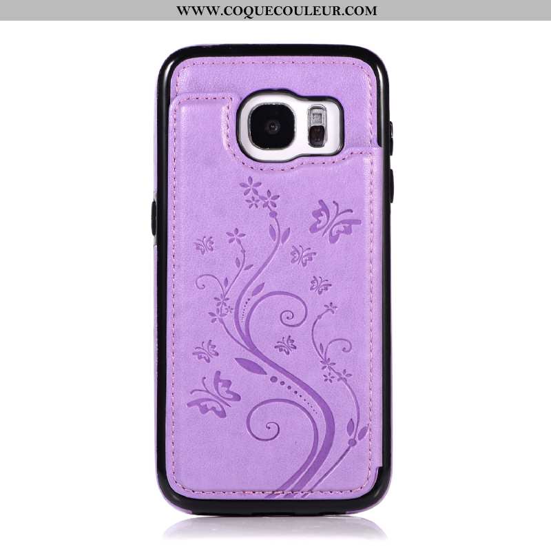 Étui Samsung Galaxy S7 Protection Carte Tout Compris, Coque Samsung Galaxy S7 Portefeuille Rose