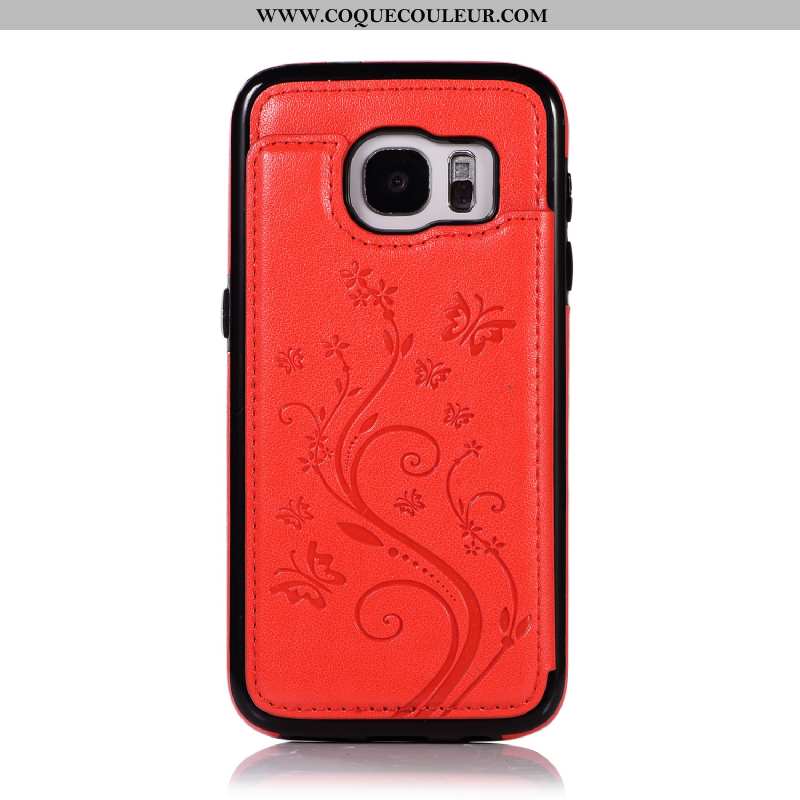 Étui Samsung Galaxy S7 Protection Carte Tout Compris, Coque Samsung Galaxy S7 Portefeuille Rose