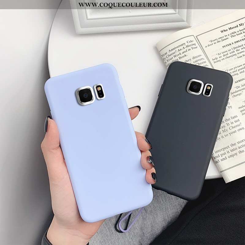 Étui Samsung Galaxy S7 Fluide Doux Couleur Unie Étui, Coque Samsung Galaxy S7 Silicone Simple Bleu