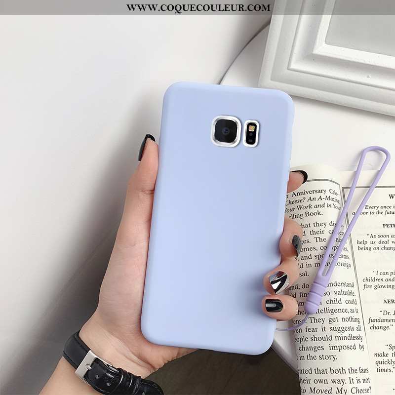 Étui Samsung Galaxy S7 Fluide Doux Couleur Unie Étui, Coque Samsung Galaxy S7 Silicone Simple Bleu