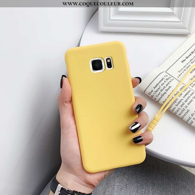 Étui Samsung Galaxy S7 Fluide Doux Couleur Unie Étui, Coque Samsung Galaxy S7 Silicone Simple Bleu