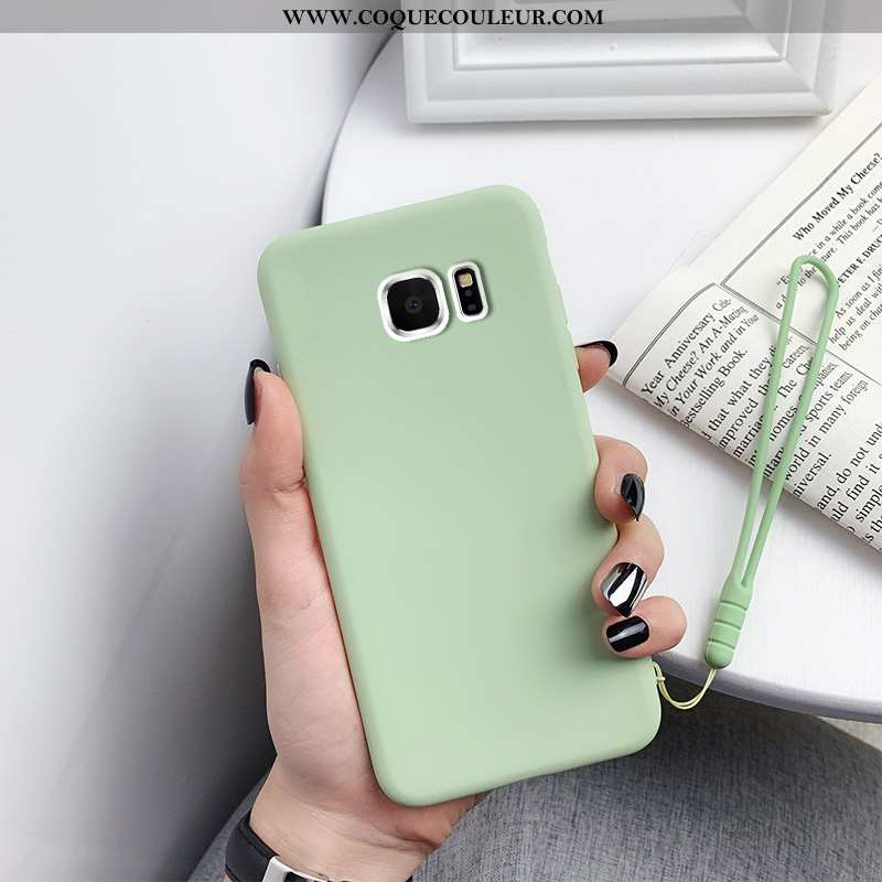 Étui Samsung Galaxy S7 Fluide Doux Couleur Unie Étui, Coque Samsung Galaxy S7 Silicone Simple Bleu