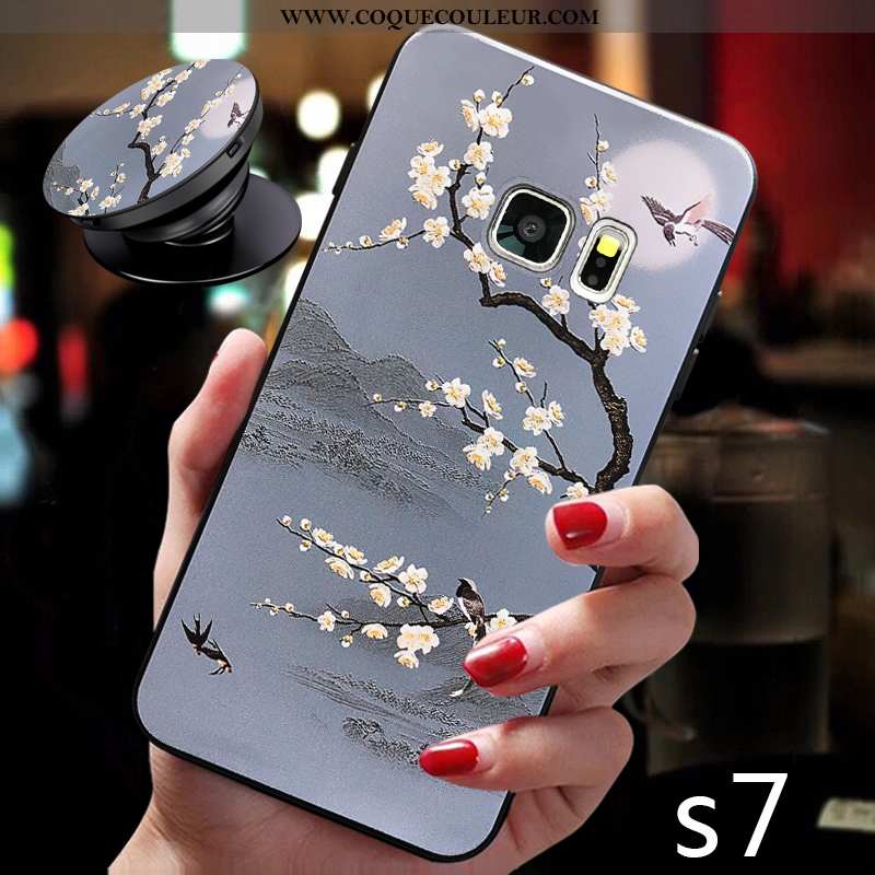 Coque Samsung Galaxy S7 Légère Étoile Étui, Housse Samsung Galaxy S7 Fluide Doux Amoureux Gris