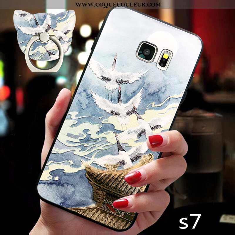 Coque Samsung Galaxy S7 Protection Gaufrage Téléphone Portable, Housse Samsung Galaxy S7 Délavé En D