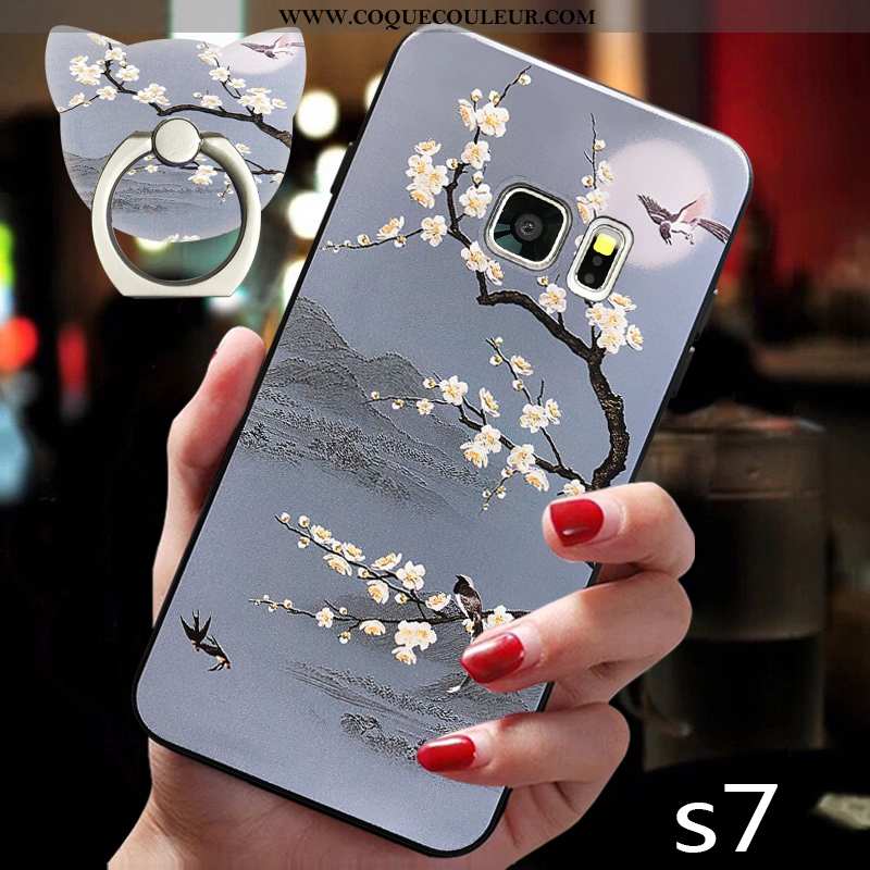 Coque Samsung Galaxy S7 Tendance Étoile, Housse Samsung Galaxy S7 Fluide Doux Gris