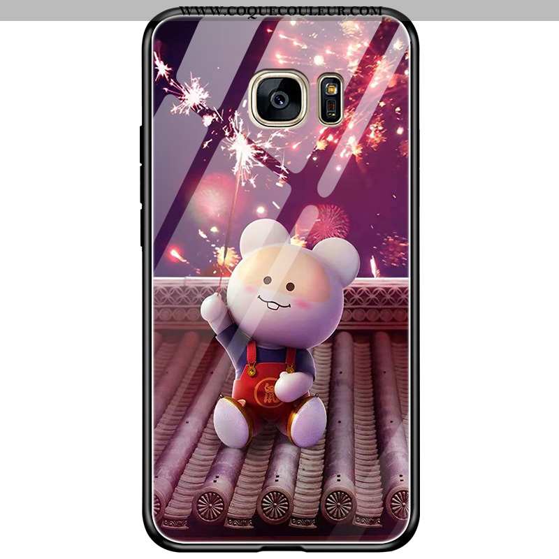 Étui Samsung Galaxy S7 Dessin Animé Violet Verre, Coque Samsung Galaxy S7 Protection