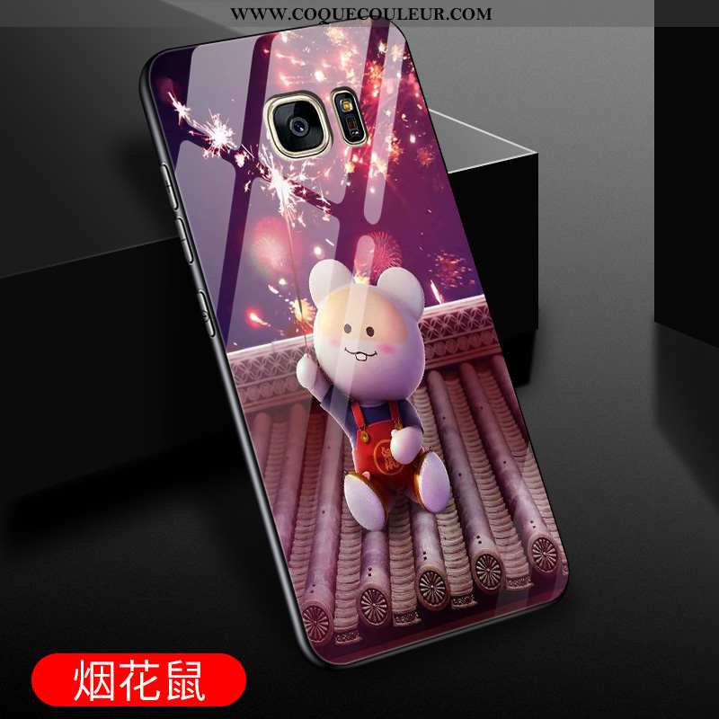 Étui Samsung Galaxy S7 Dessin Animé Violet Verre, Coque Samsung Galaxy S7 Protection