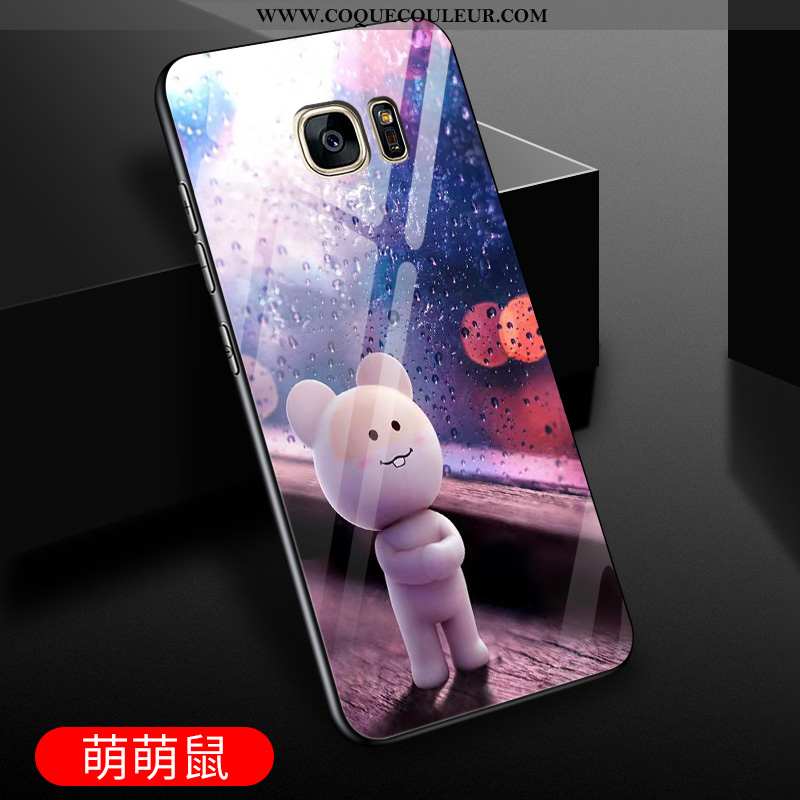 Étui Samsung Galaxy S7 Dessin Animé Violet Verre, Coque Samsung Galaxy S7 Protection