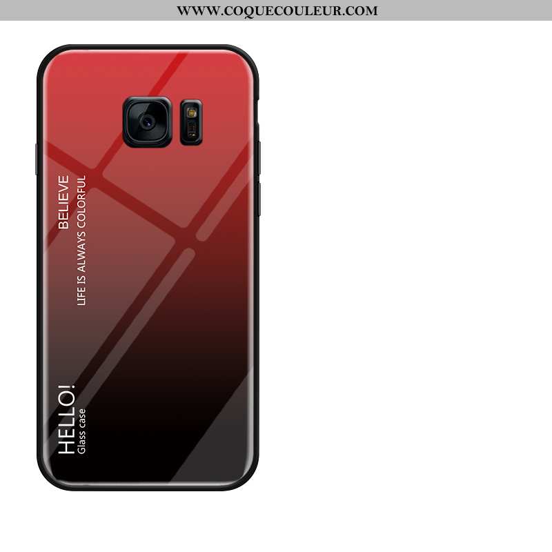 Étui Samsung Galaxy S7 Protection Net Rouge Difficile, Coque Samsung Galaxy S7 Verre Dégradé Jaune