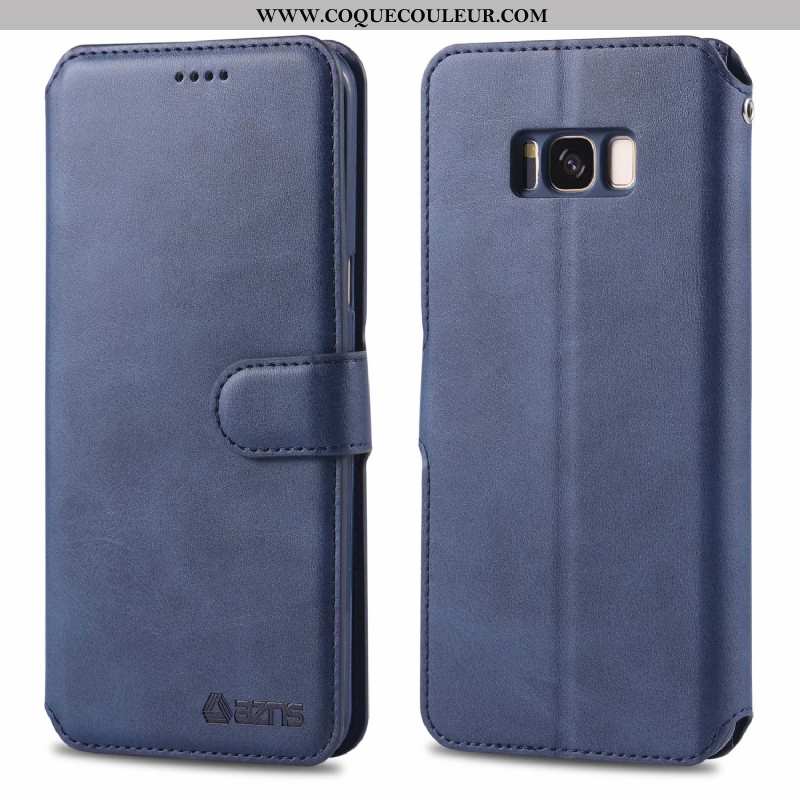 Coque Samsung Galaxy S8 Protection Incassable Carte, Housse Samsung Galaxy S8 Cuir Véritable Gris