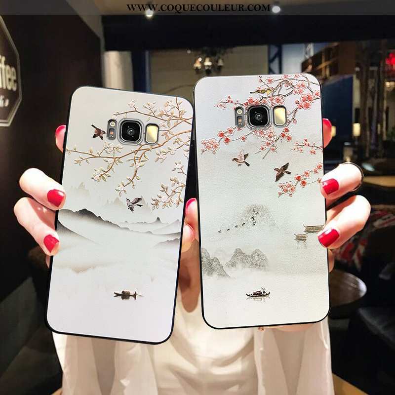 Coque Samsung Galaxy S8 Ultra Tout Compris, Housse Samsung Galaxy S8 Tendance Délavé En Daim Blanche