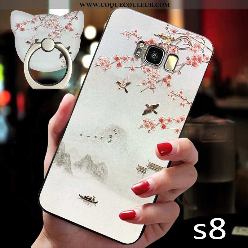 Coque Samsung Galaxy S8 Ultra Tout Compris, Housse Samsung Galaxy S8 Tendance Délavé En Daim Blanche