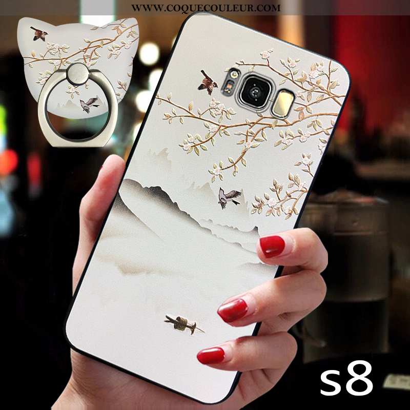 Coque Samsung Galaxy S8 Ultra Tout Compris, Housse Samsung Galaxy S8 Tendance Délavé En Daim Blanche