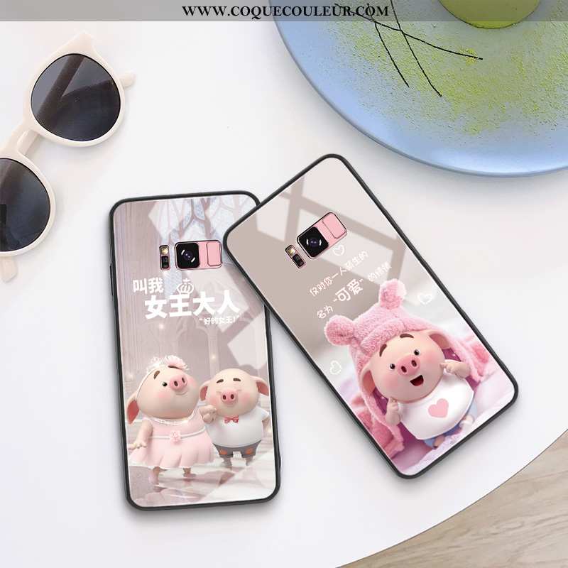 Housse Samsung Galaxy S8 Tendance Verre Rose, Étui Samsung Galaxy S8 Silicone Petit Rose