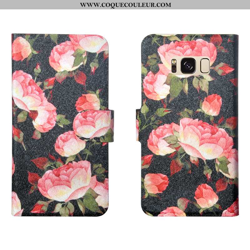 Coque Samsung Galaxy S8 Créatif Étui, Housse Samsung Galaxy S8 Fleurs Protection Verte