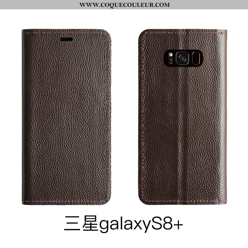 Coque Samsung Galaxy S8+ Cuir Housse Téléphone Portable, Samsung Galaxy S8+ Protection Bovins Marron