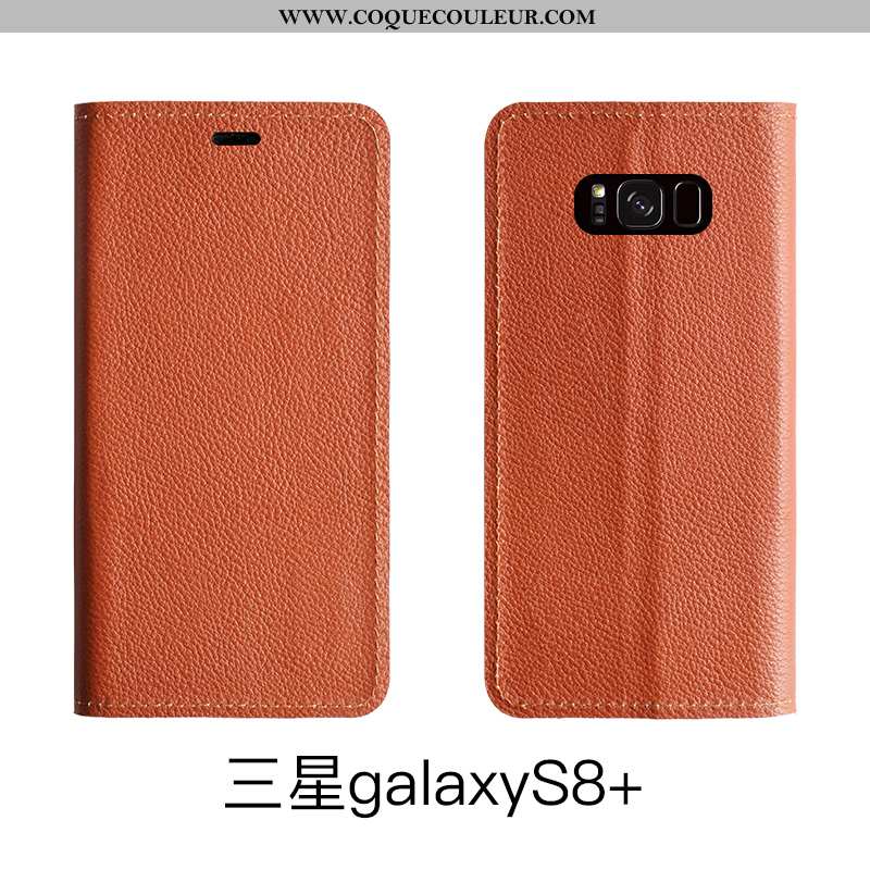 Coque Samsung Galaxy S8+ Cuir Housse Téléphone Portable, Samsung Galaxy S8+ Protection Bovins Marron