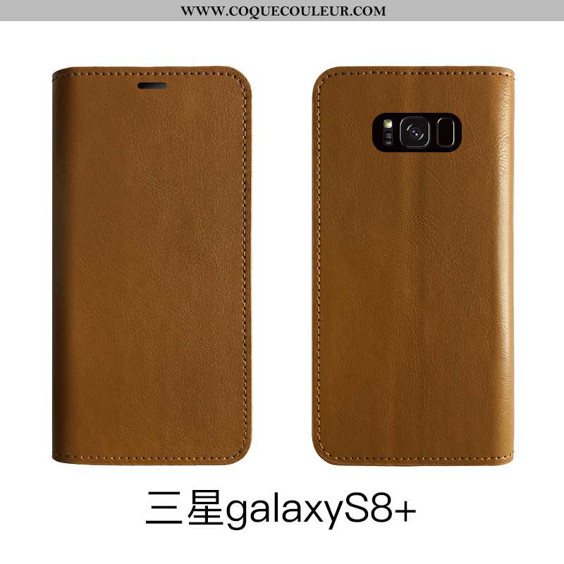 Étui Samsung Galaxy S8+ Cuir Téléphone Portable Marron, Coque Samsung Galaxy S8+ Protection Bovins M