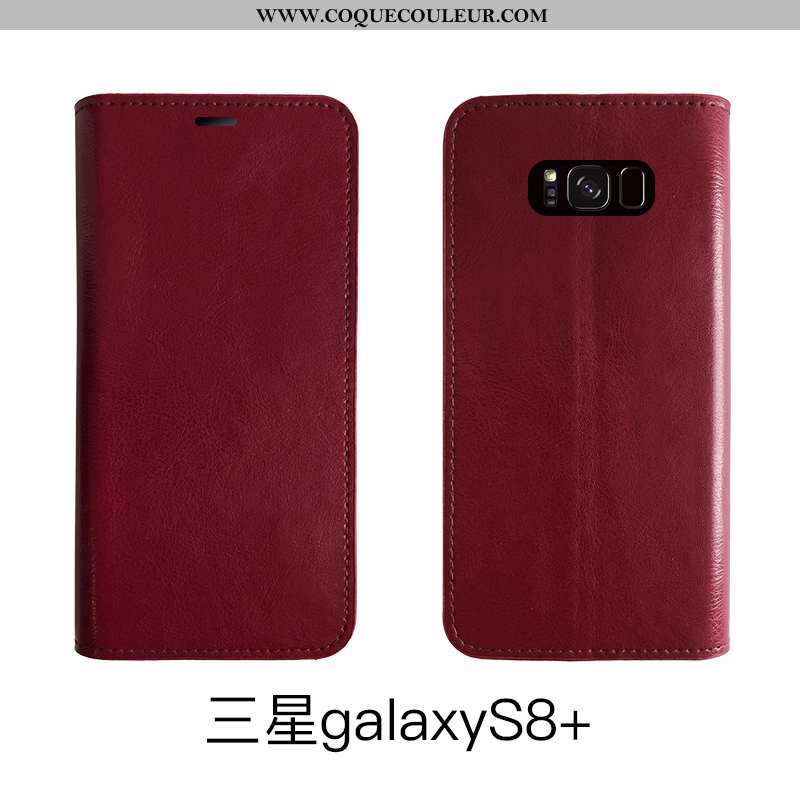 Étui Samsung Galaxy S8+ Cuir Téléphone Portable Marron, Coque Samsung Galaxy S8+ Protection Bovins M