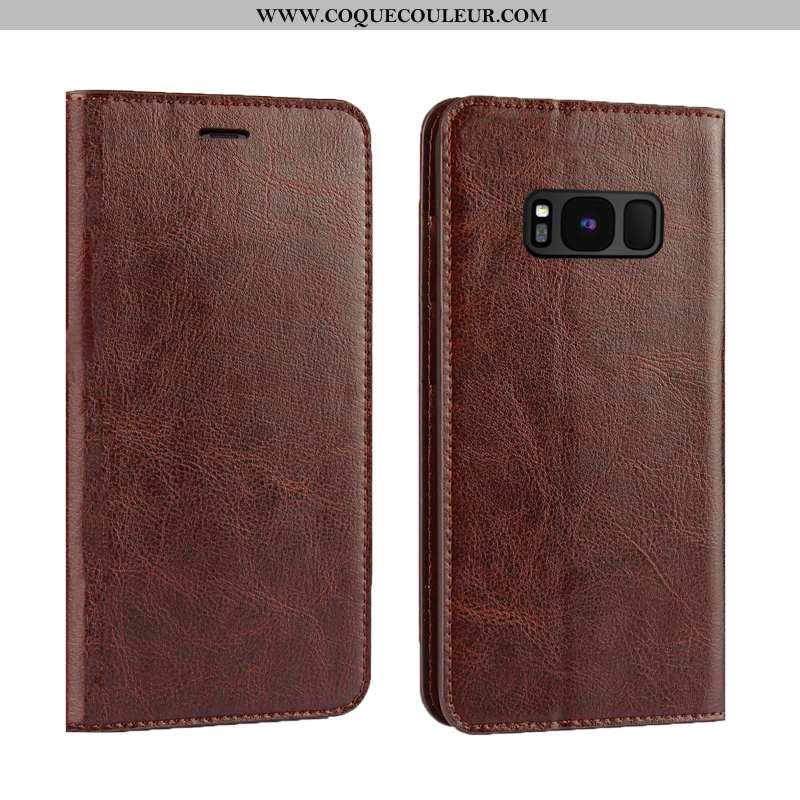 Coque Samsung Galaxy S8+ Luxe Étui Business, Housse Samsung Galaxy S8+ Cuir Véritable Doré