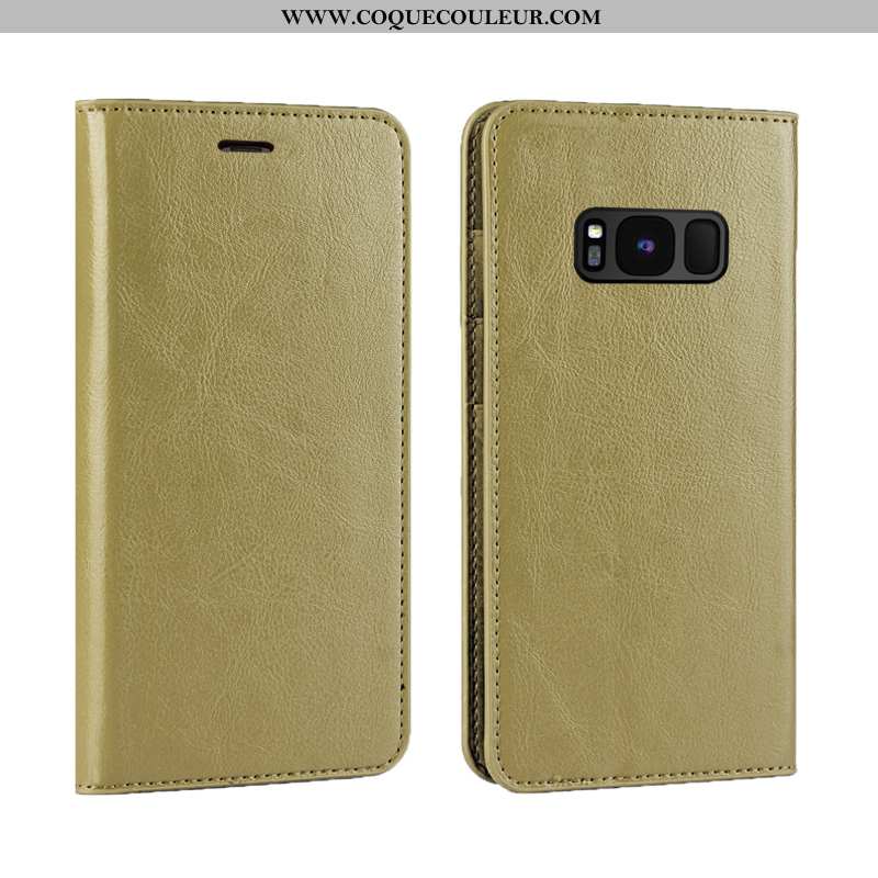 Coque Samsung Galaxy S8+ Luxe Étui Business, Housse Samsung Galaxy S8+ Cuir Véritable Doré