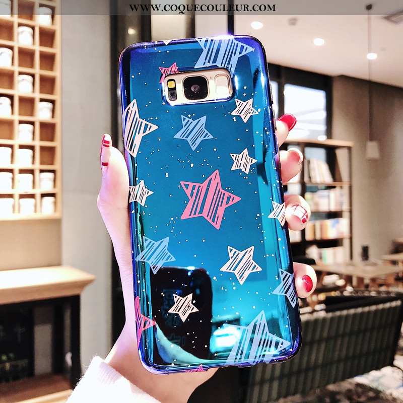 Étui Samsung Galaxy S8+ Silicone Fluide Doux Étoile, Coque Samsung Galaxy S8+ Tendance Amoureux Bleu