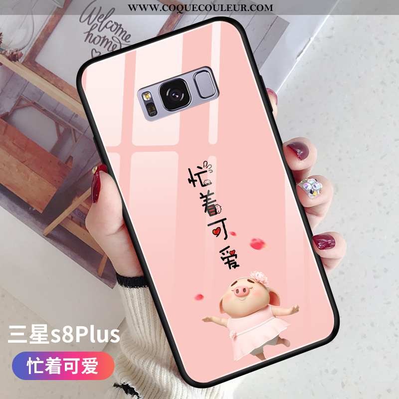 Étui Samsung Galaxy S8+ Verre Protection Amoureux, Coque Samsung Galaxy S8+ Personnalité Verte