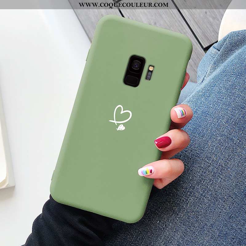 Housse Samsung Galaxy S9 Protection Vert Simple, Étui Samsung Galaxy S9 Personnalité Coque Verte