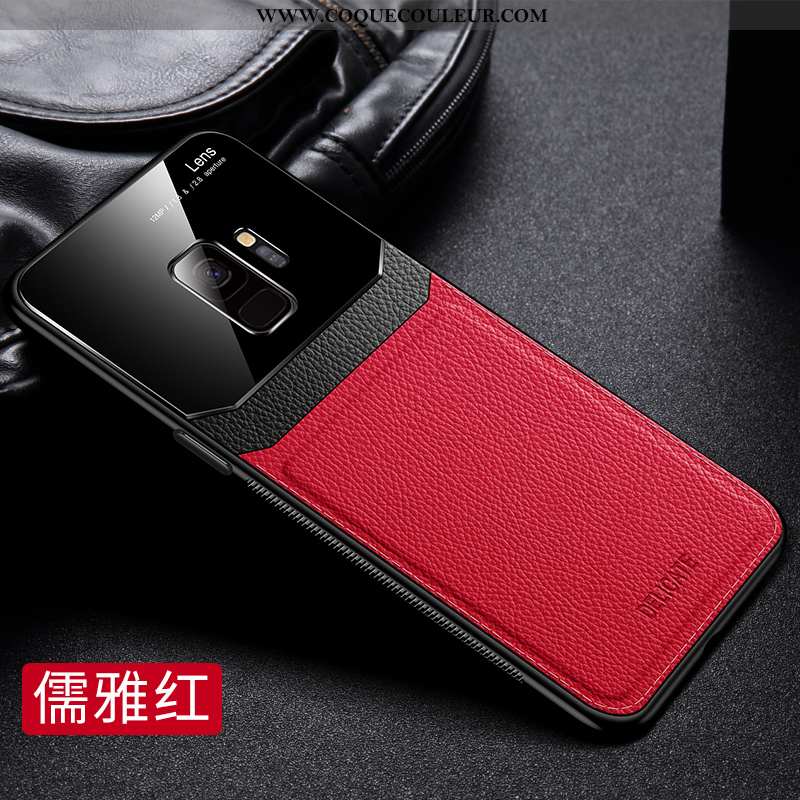 Coque Samsung Galaxy S9 Légère Protection Étoile, Housse Samsung Galaxy S9 Cuir Net Rouge Bleu