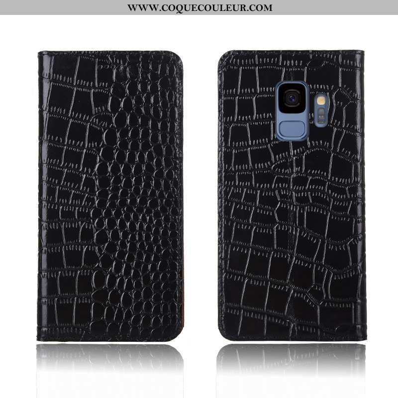 Coque Samsung Galaxy S9 Fluide Doux Cuir Clamshell, Housse Samsung Galaxy S9 Silicone Crocodile Marr